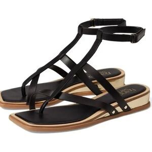 Franco Sarto Black and Tan Sandals